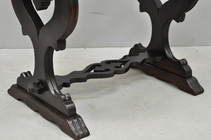 Antique Renaissance Style Carved Walnut Marble Top Side Table from Bloomingdales