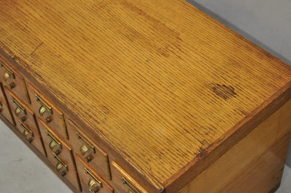 Antique Arts & Crafts Library 15 Drawer Mission Oak Stacking Card File Cabinet