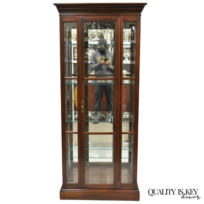 Vintage Ethan Allen Georgian Court Cherry Wood Lighted Curio Display Cabinet