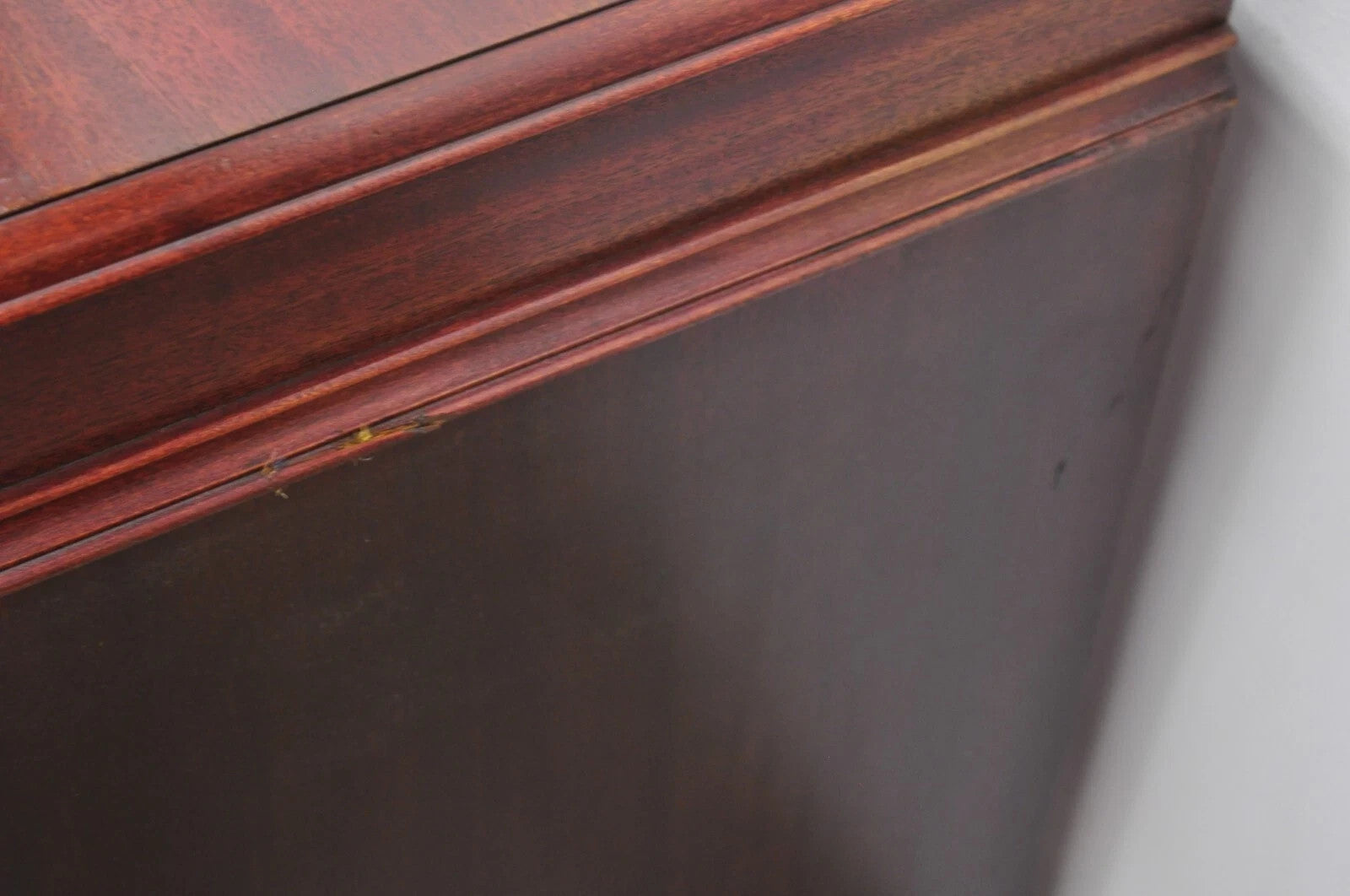 Vintage Chinese Chippendale Mahogany Serpentine Triple Dresser Credenza w Mirror