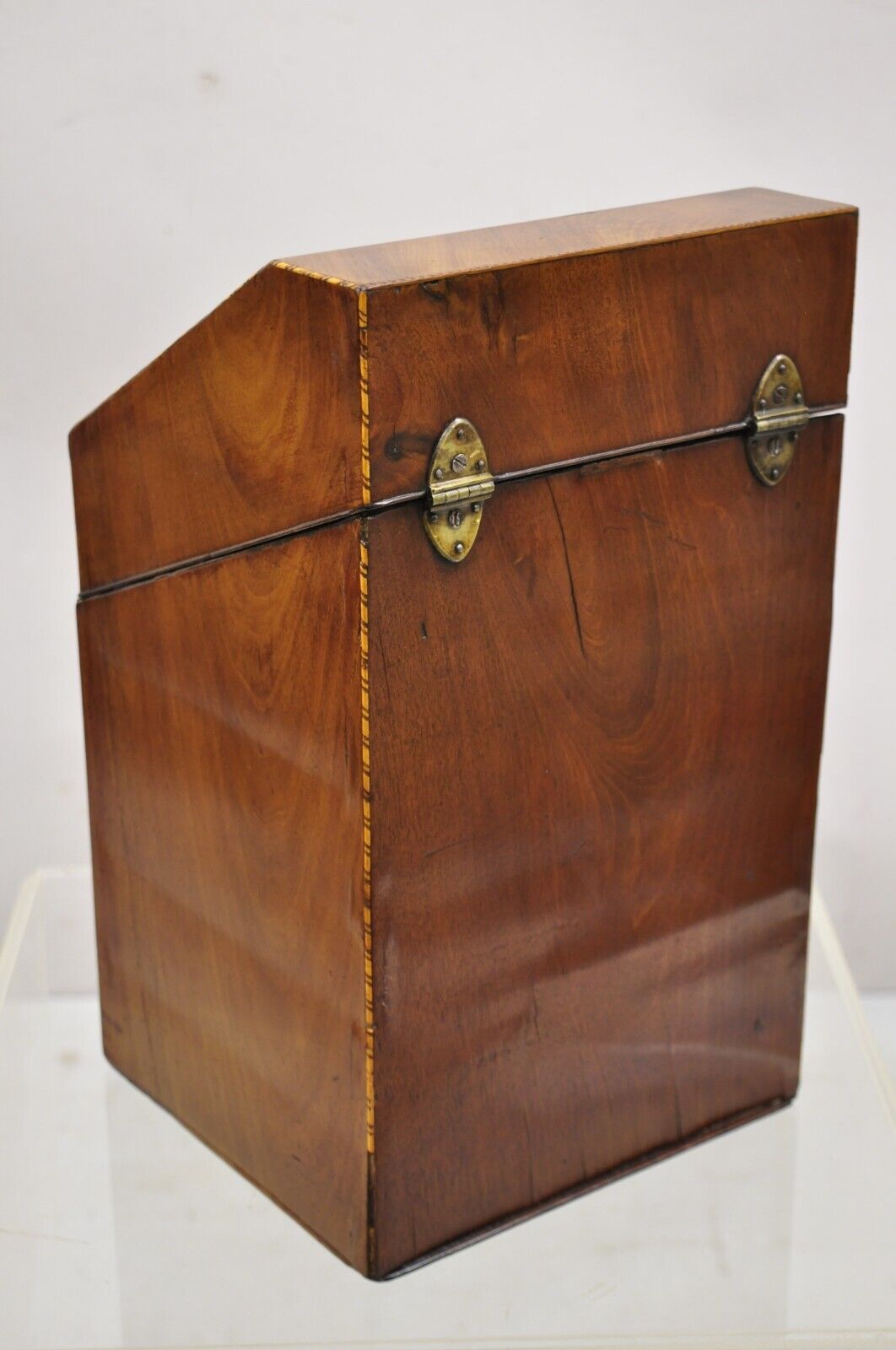 Antique Mahogany George III Georgian Antique Inlaid Knife Box