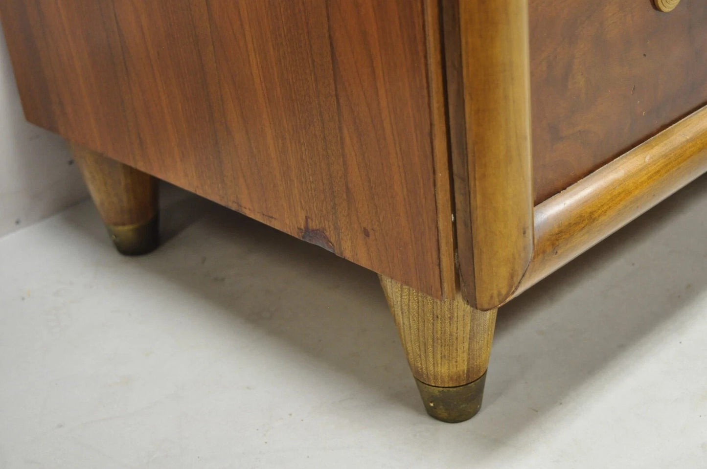 Vintage Mid Century Modern Art Deco Walnut Tall Chest Dresser by Joerns Bros