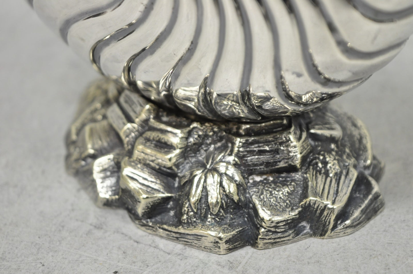 Antique Victorian Silver Plated Nautilus Figural Shell Form Spoon Warmer