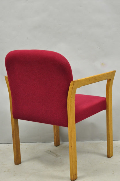 Vintage Gunlocke Mid Century Modern Oak Wood Stacking Arm Chairs - Set of 4