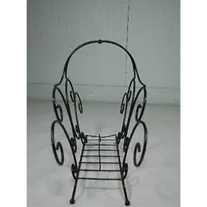 Vintage Wrought Iron Scrolling Hollywood Regency Whimsical Magazine Rack Stand