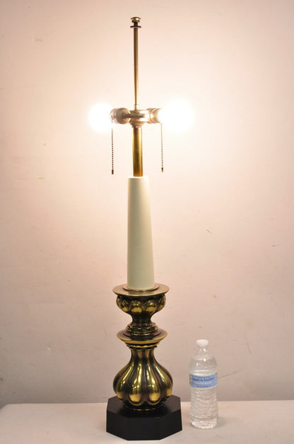 Vintage Stiffel Hollywood Regency Brass Baroque Candlestick Table Lamp