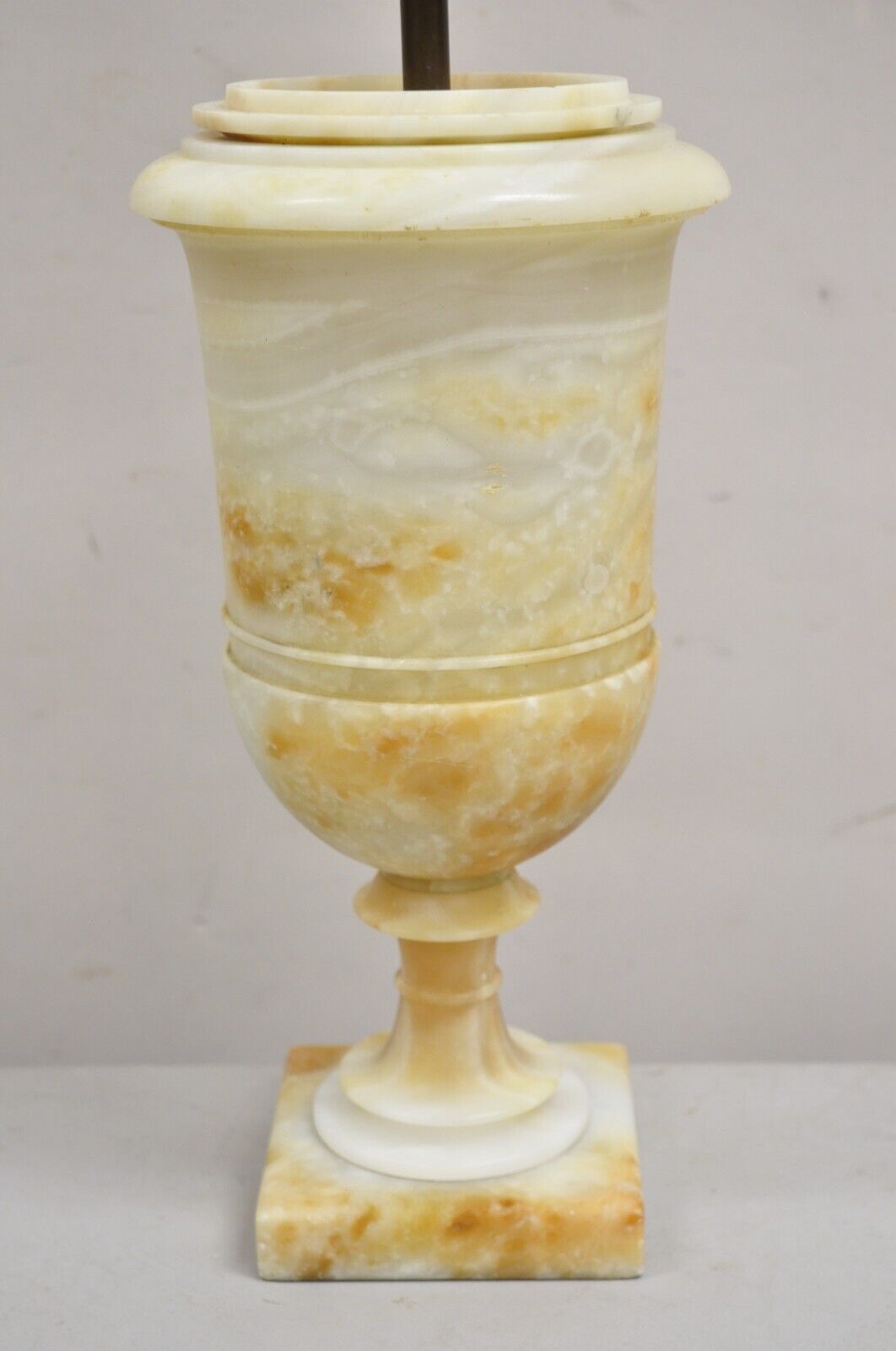 Antique Italian Empire Regency Carved Alabaster Marble Urn Table Lamp