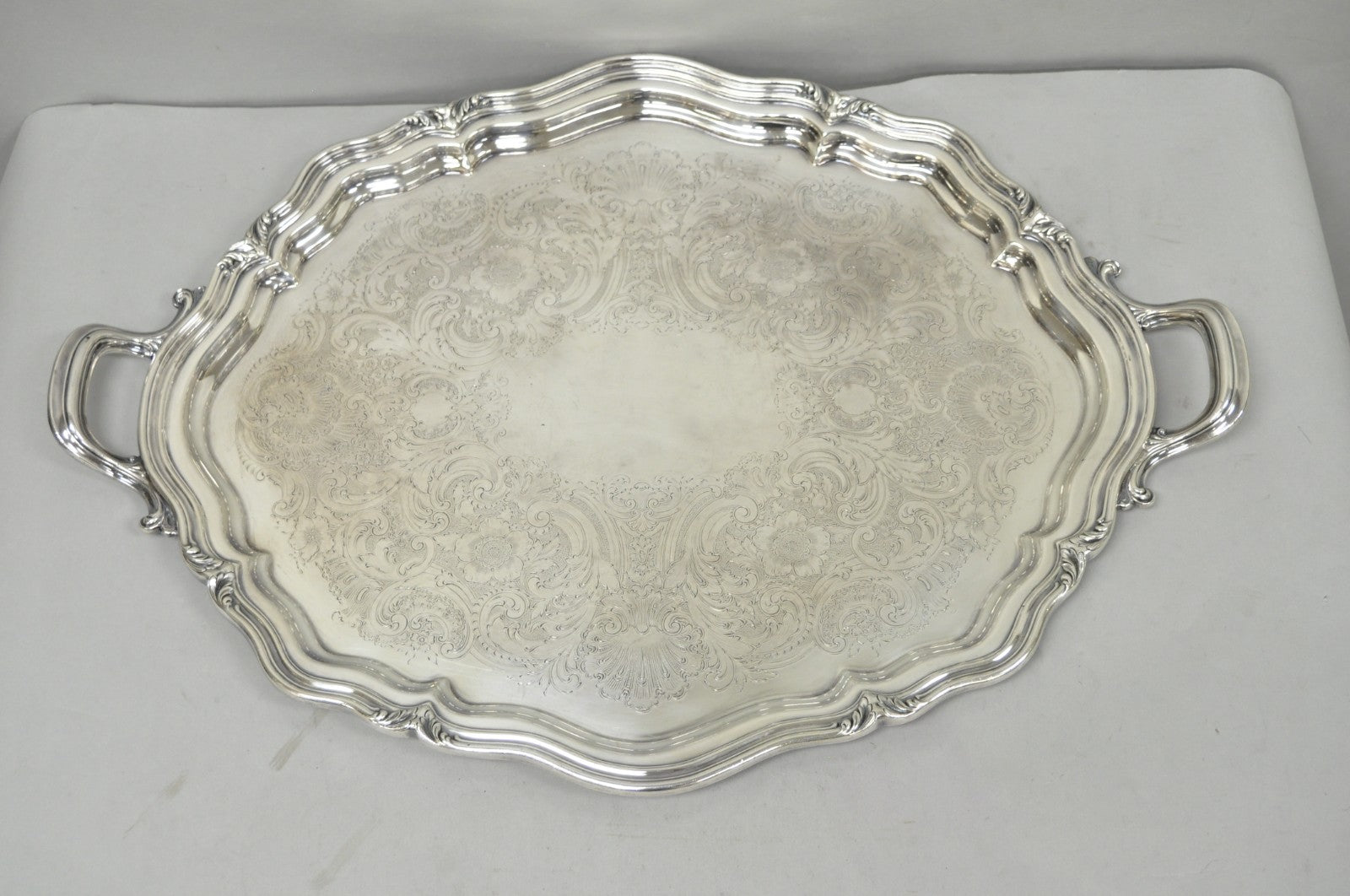 Antique Reed & Barton Winthrop Silver Plated Victorian Bar Serving Platter Tray