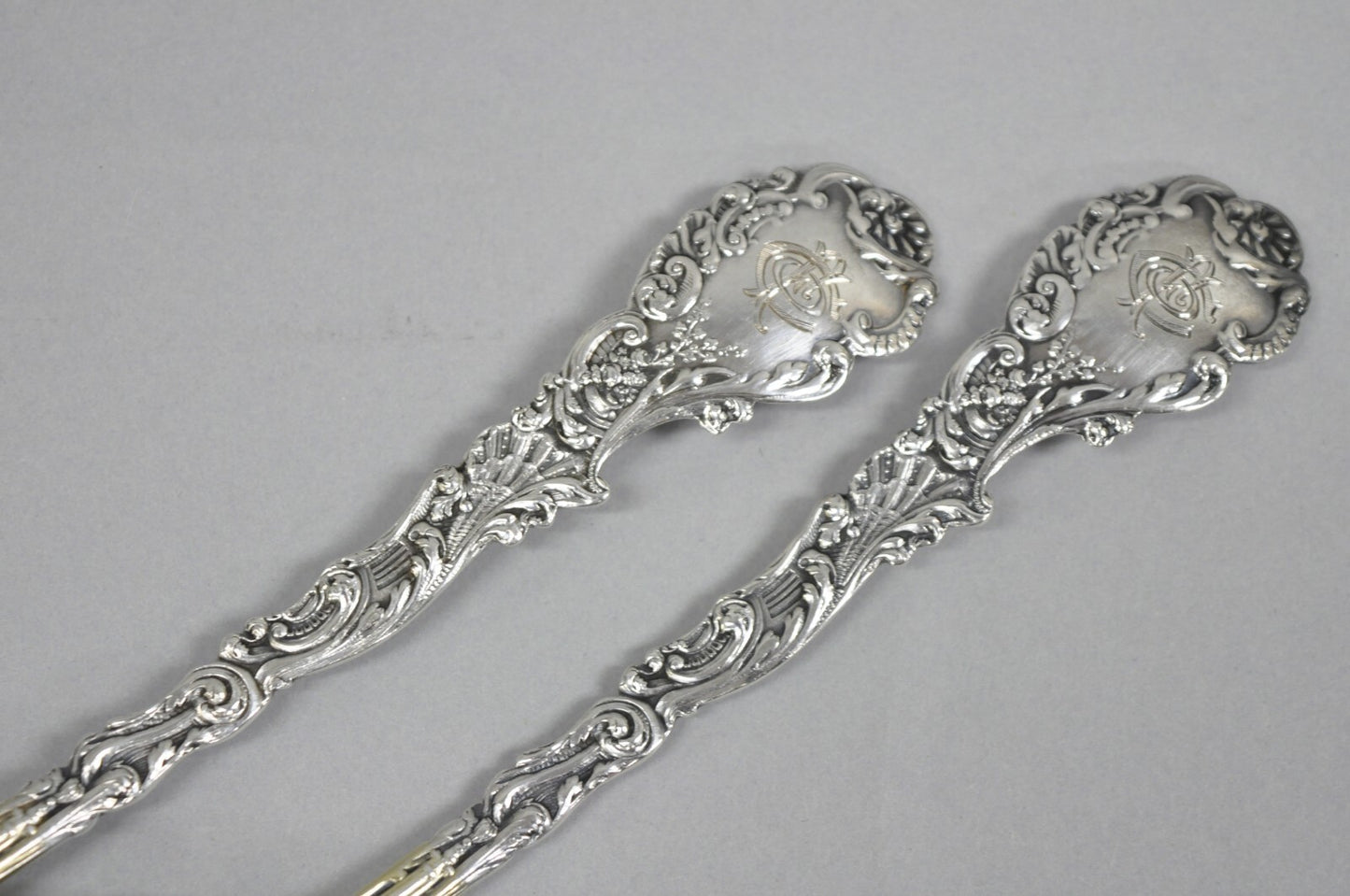 Antique Gorham Versailles Sterling Silver Flatware Salad Serving Fork Spoon Set
