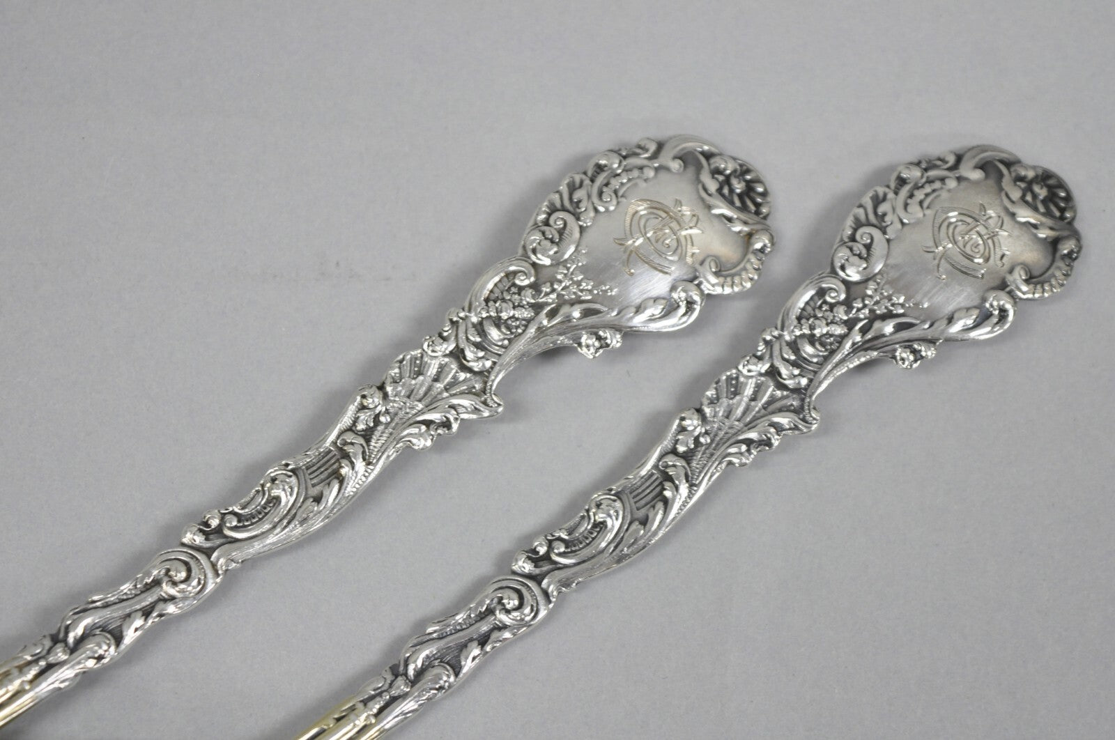 Antique Gorham Versailles Sterling Silver Flatware Salad Serving Fork Spoon Set