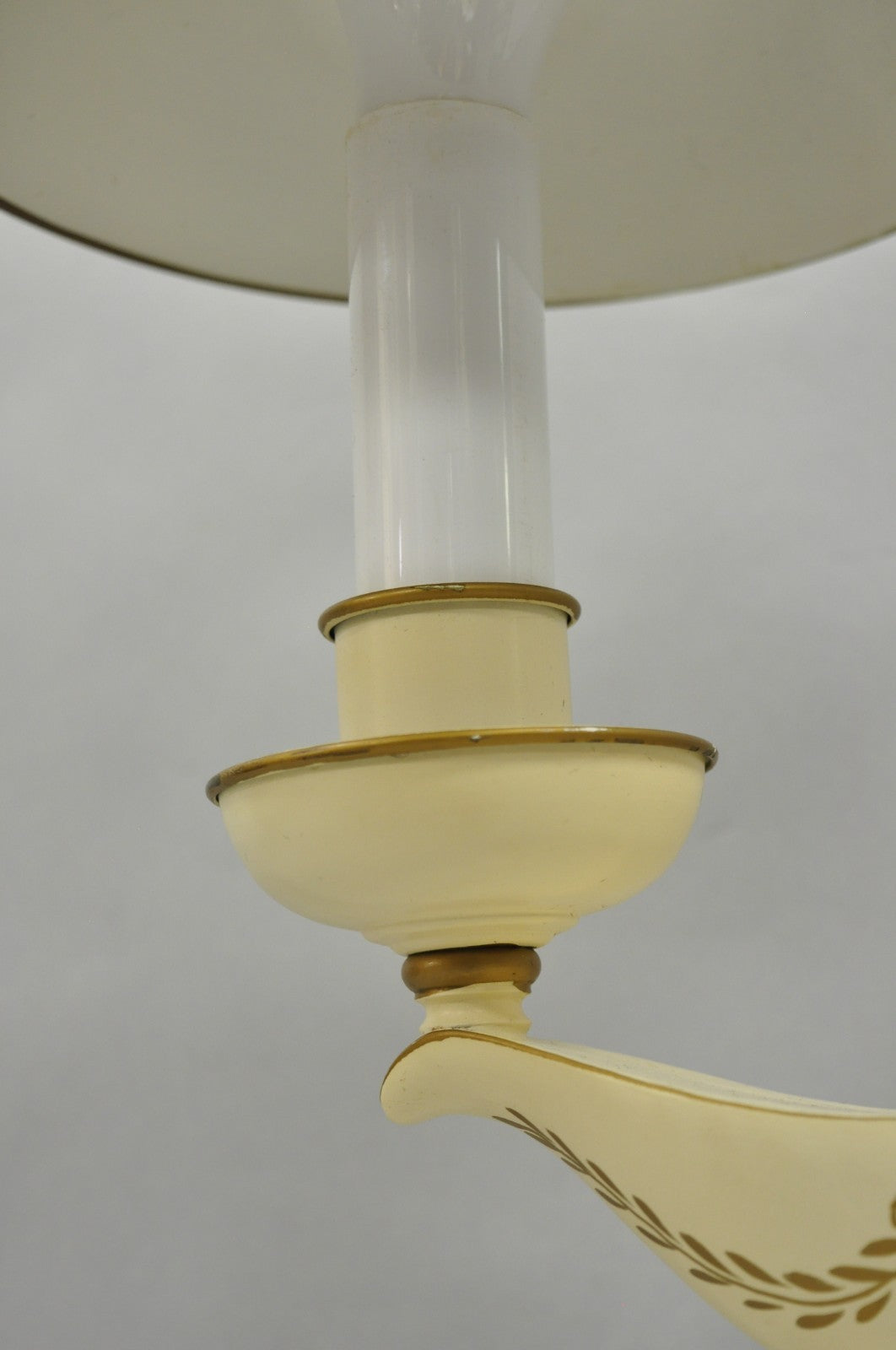 Vintage French Country White Gold Small Genie Lantern Tole Bouillotte Desk Lamp