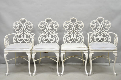 Vintage Art Nouveau Style Trojan Scrolling Cast Aluminum Dining Chairs Set of 4