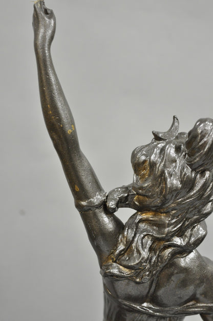 Antique French Renaissance "Le Force & Le Pouvoir" Spelter Metal Sculpture Pair