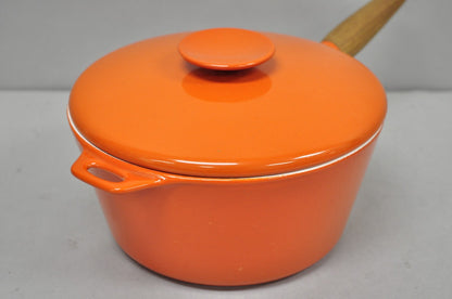 Copco Michael Lax Orange Enameled Cast Iron Saucepan Denmark MCM w / Lid
