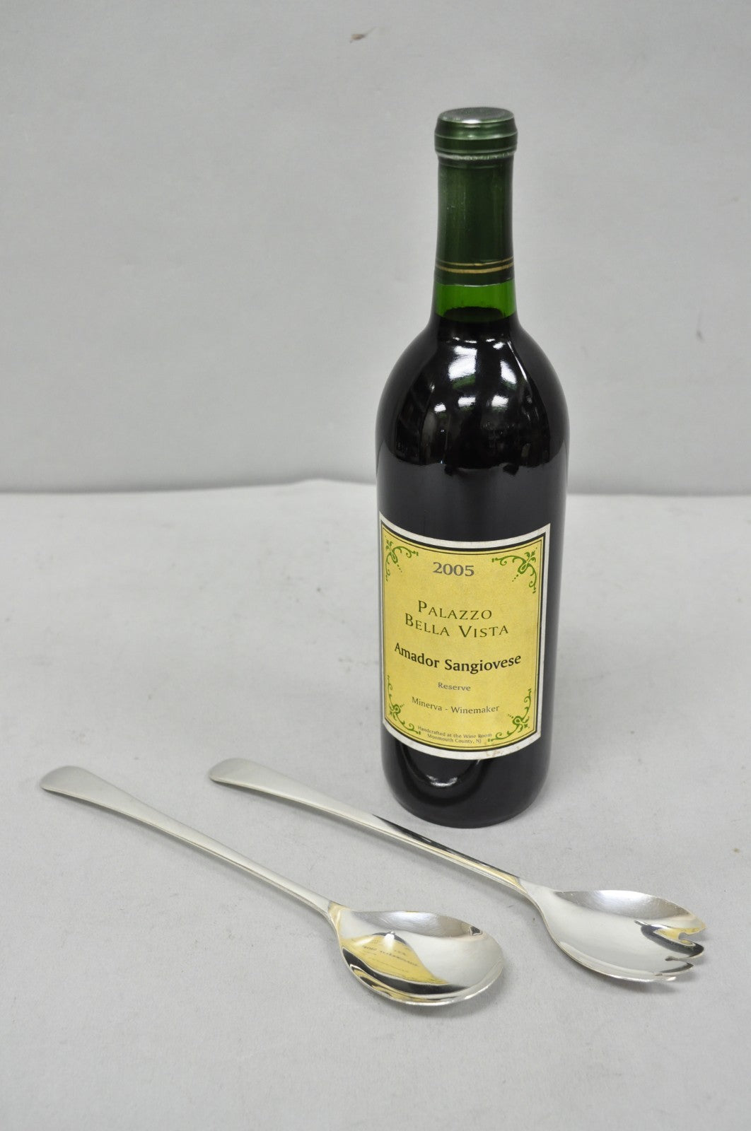Vintage Sheffield England Modern Silver Plated Salad Serving Set Fork & Spoon