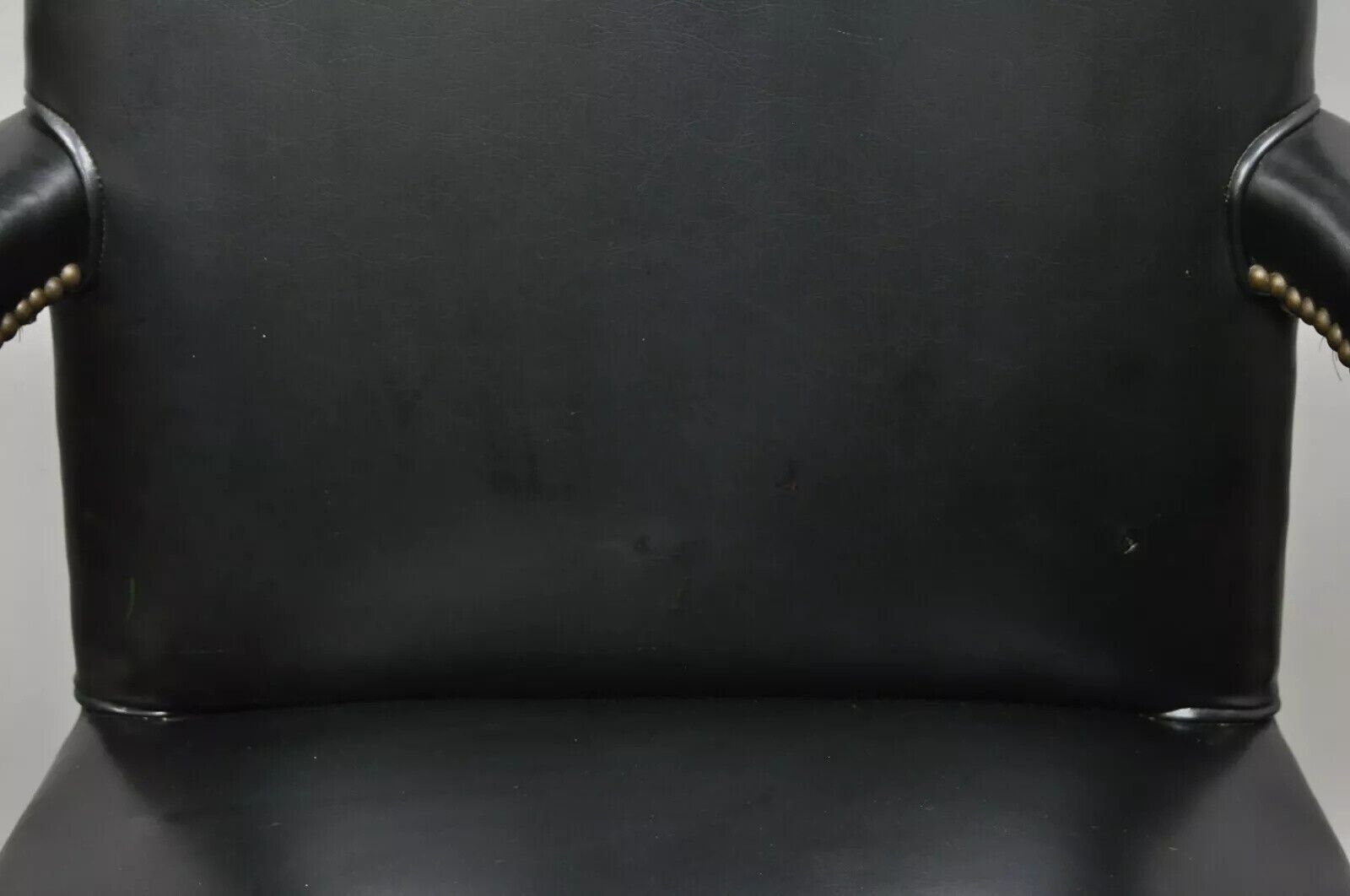 Antique English Georgian Style Dark Green Leather Library Office Chairs - a Pair