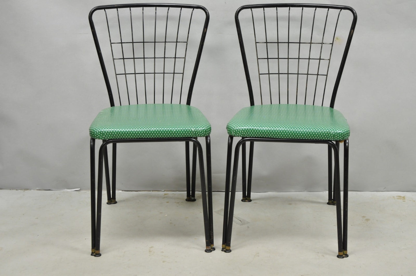 Vintage Daystrom Mid Century Modern Black Metal Kitchen Dining Chairs, Set of 6