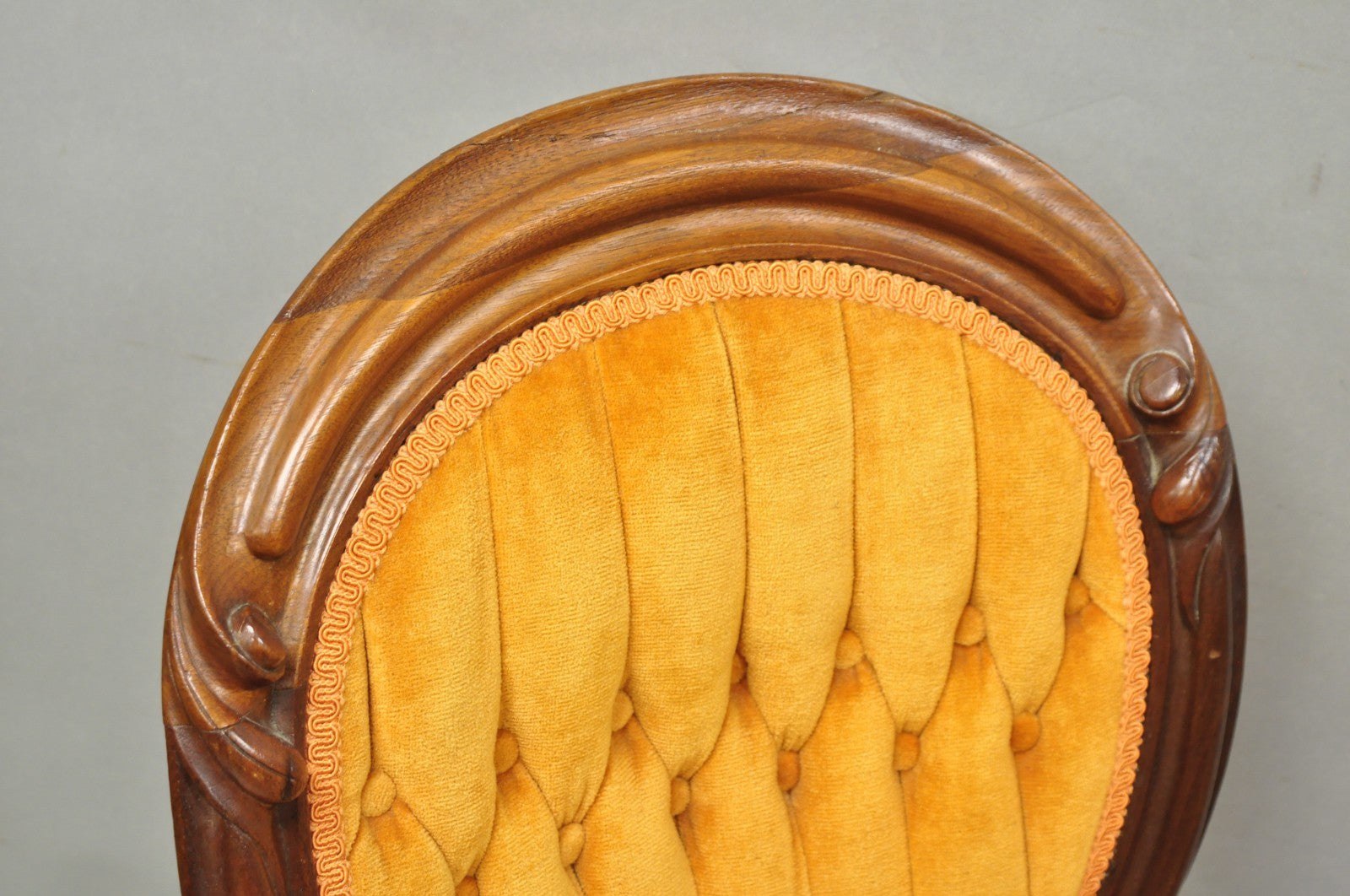 Antique Eastlake Victorian Carved Walnut Orange Parlor Side Chairs - a Pair