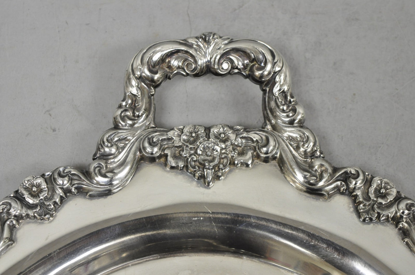 Vintage Poole 400 Lancaster Rose Oval Silver Plated Bar Serving Platter Tray