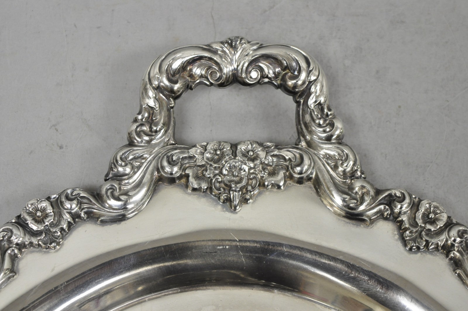 Vintage Poole 400 Lancaster Rose Oval Silver Plated Bar Serving Platter Tray