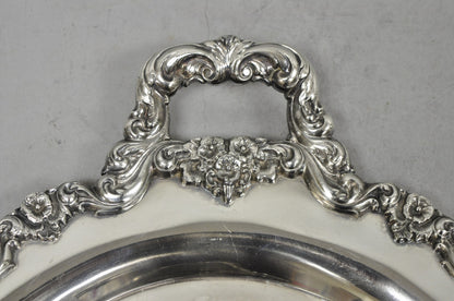 Vintage Poole 400 Lancaster Rose Oval Silver Plated Bar Serving Platter Tray
