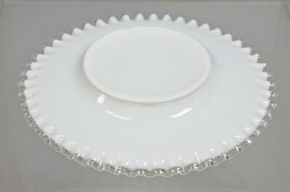 Vintage Fenton Silver Crest 12" Milk Glass Ruffled Edge Plate Platter - Set of 6