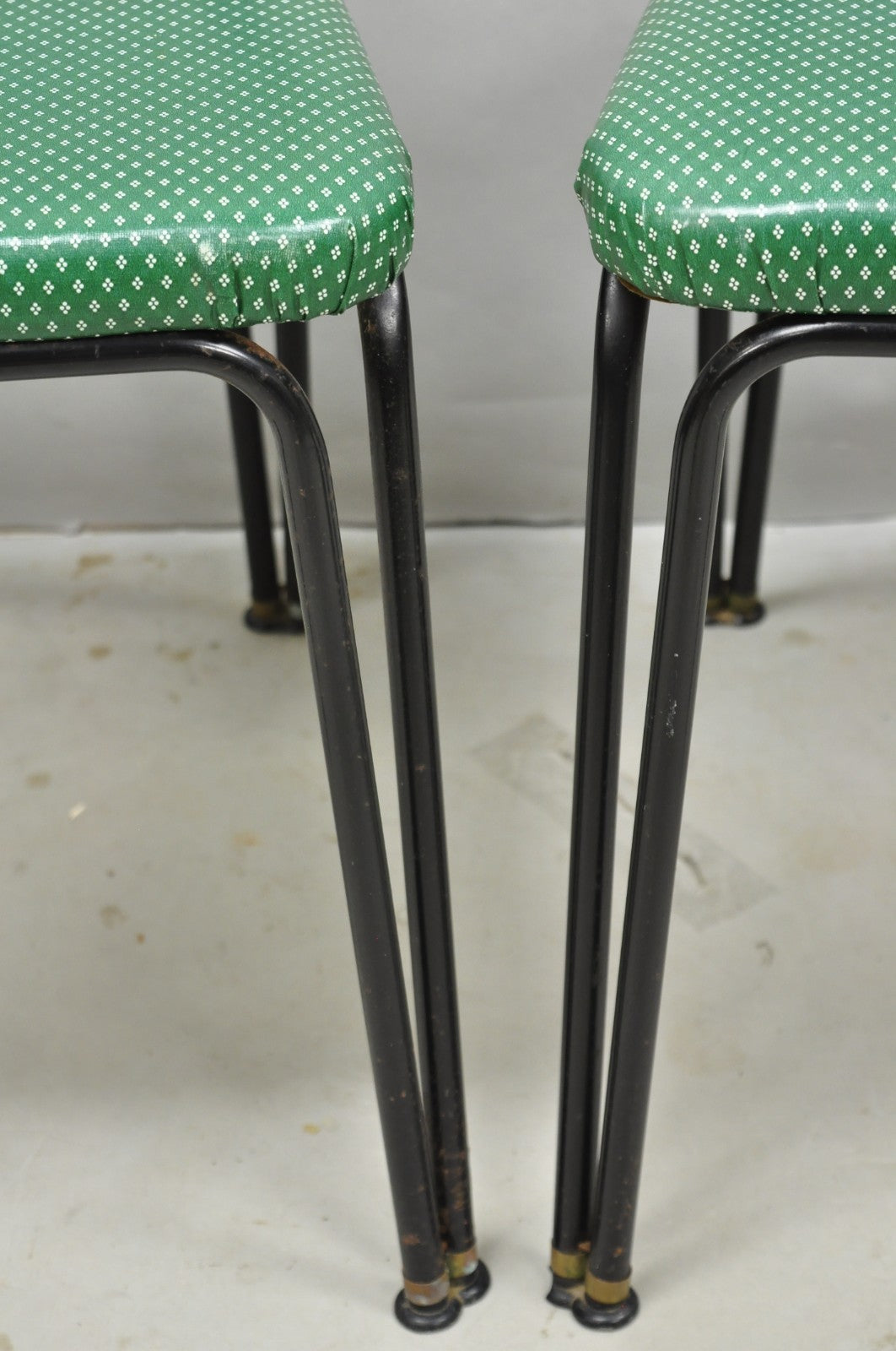 Vintage Daystrom Mid Century Modern Black Metal Kitchen Dining Chairs, Set of 6