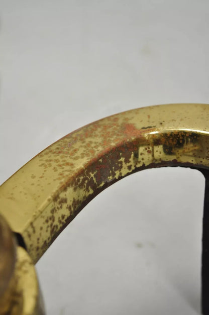 The Harvin Co Brass Federal Branch Leg Ball and Claw Fireplace Andirons - a Pair