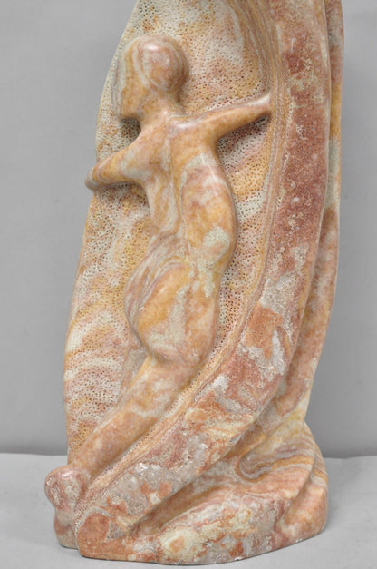 Vintage Seymour Shuren Modern Pink Carved Marble Abstract Nude Figure Sculpture