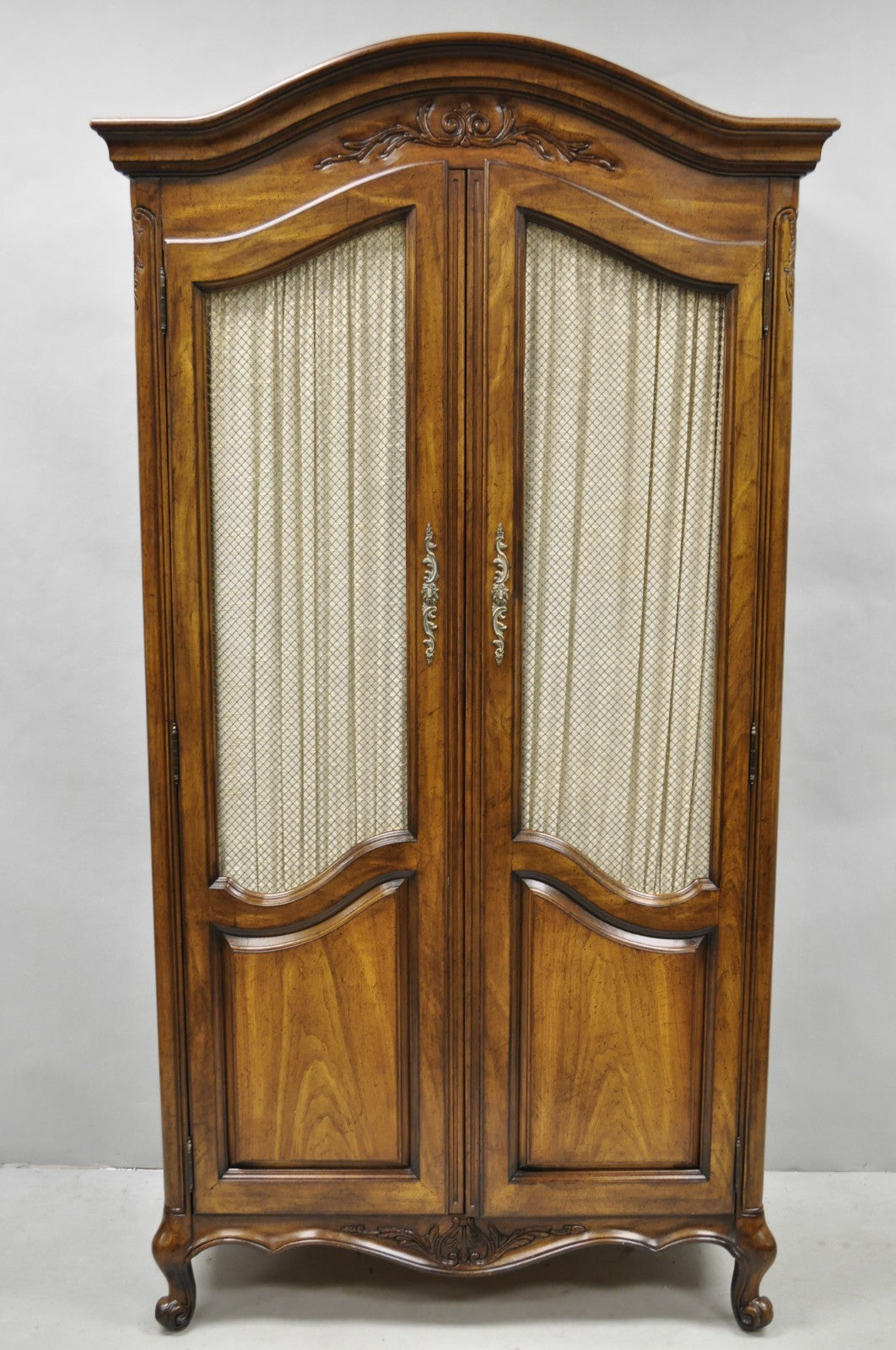 Vintage French Country Style Tall Walnut Armoire Dresser Wardrobe by White Furn.