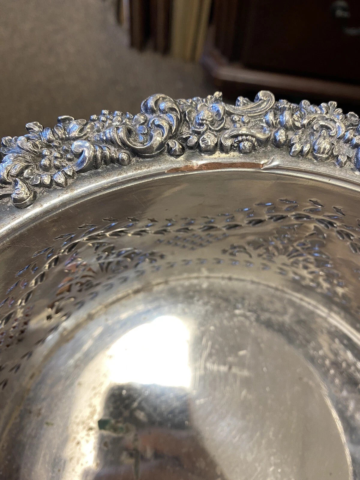 Antique English Sheffield Sterling Silver Mounted Champagne Wine Bottle Coaster