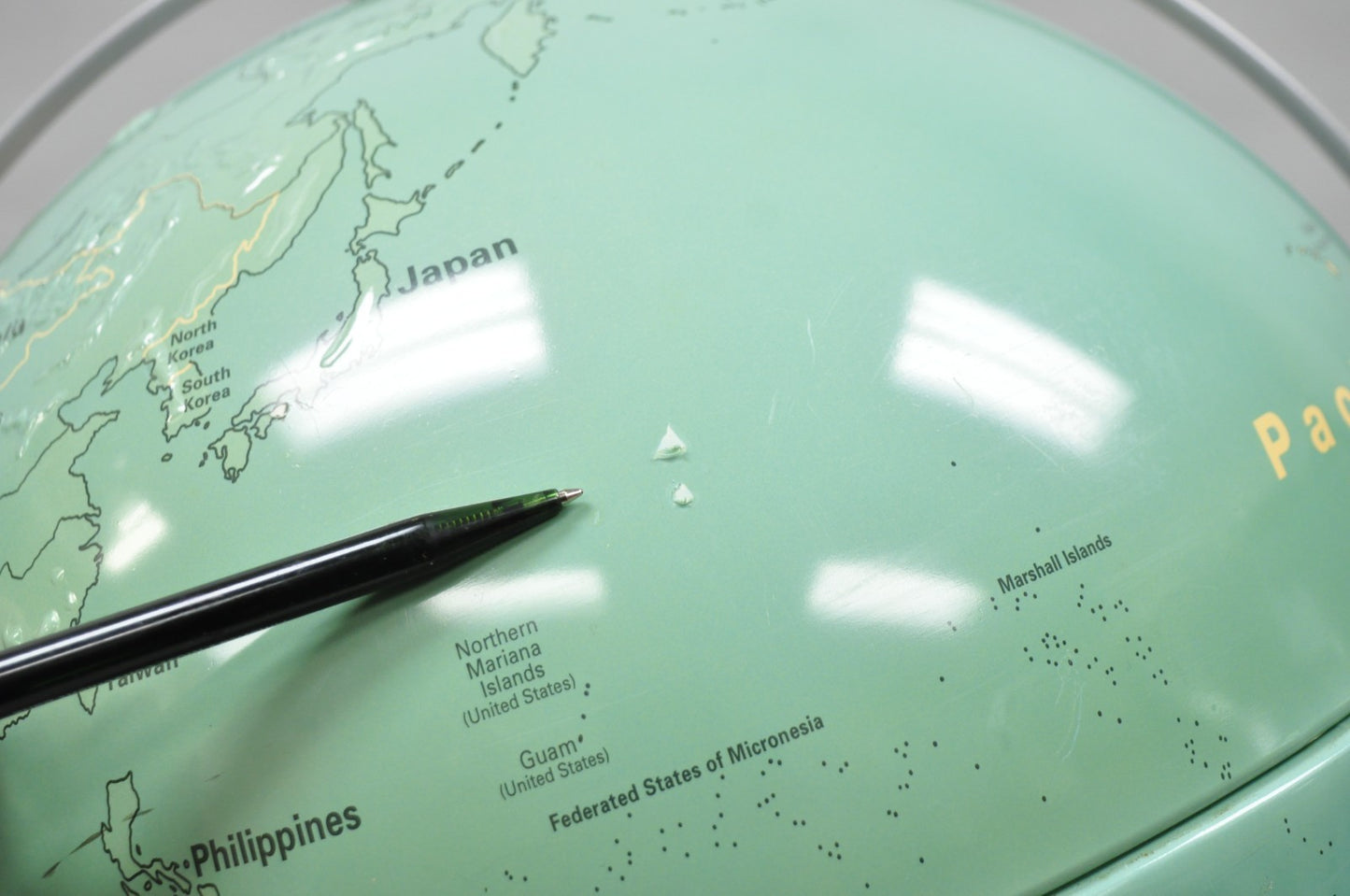 Vintage Nystrom 16" Large Sculptural Relief Classroom Double Axis World Globe