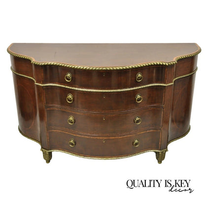 Antique French Louis XVI Style Mahogany Bow Front Bombe Buffet Commode Chest