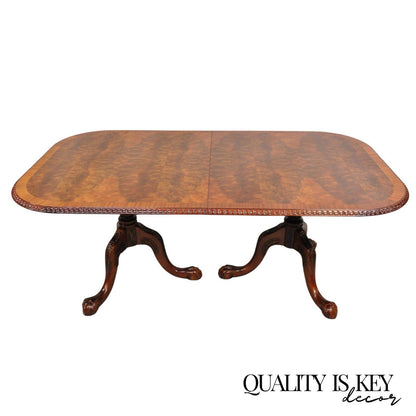 Chippendale Style Flame Mahogany Ball and Claw Dining Room Table w/ 2 Leaves