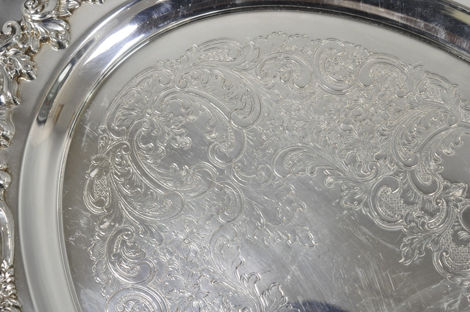 Vintage Baroque by Wallace 293F Victorian Silver Plated Oval Bar Serving Tray