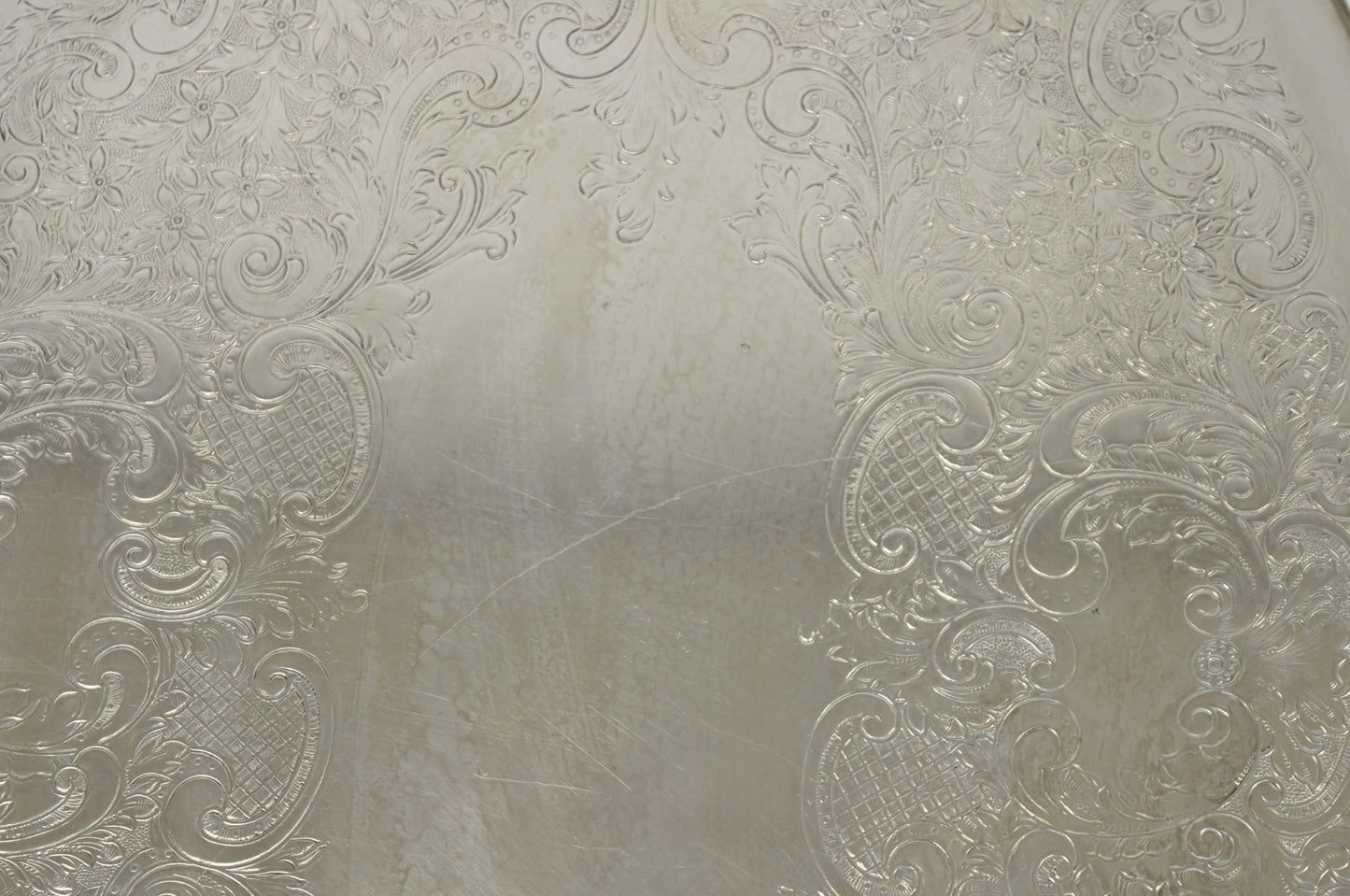 Vintage Poole 400 Lancaster Rose Oval Silver Plated Bar Serving Platter Tray