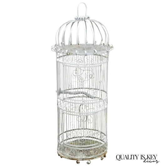 Vintage Victorian Style Scrolling Wrought Iron Metal 58" Birdcage Garden Decor