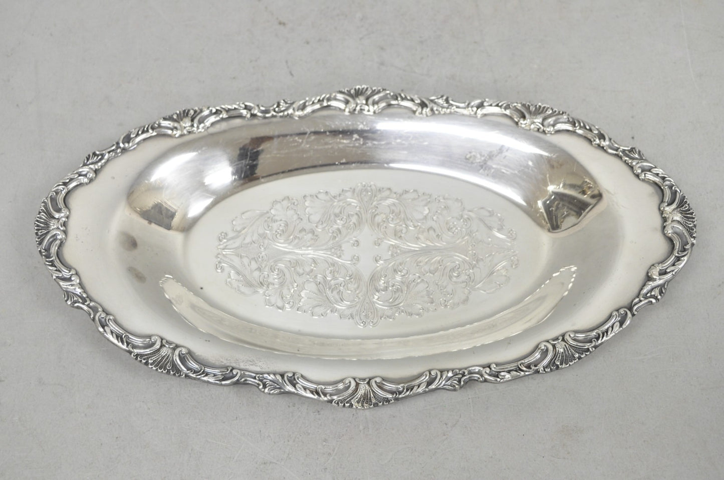 Vintage Community Ascot Victorian Silver Plated Oval Narrow Trinket Dish