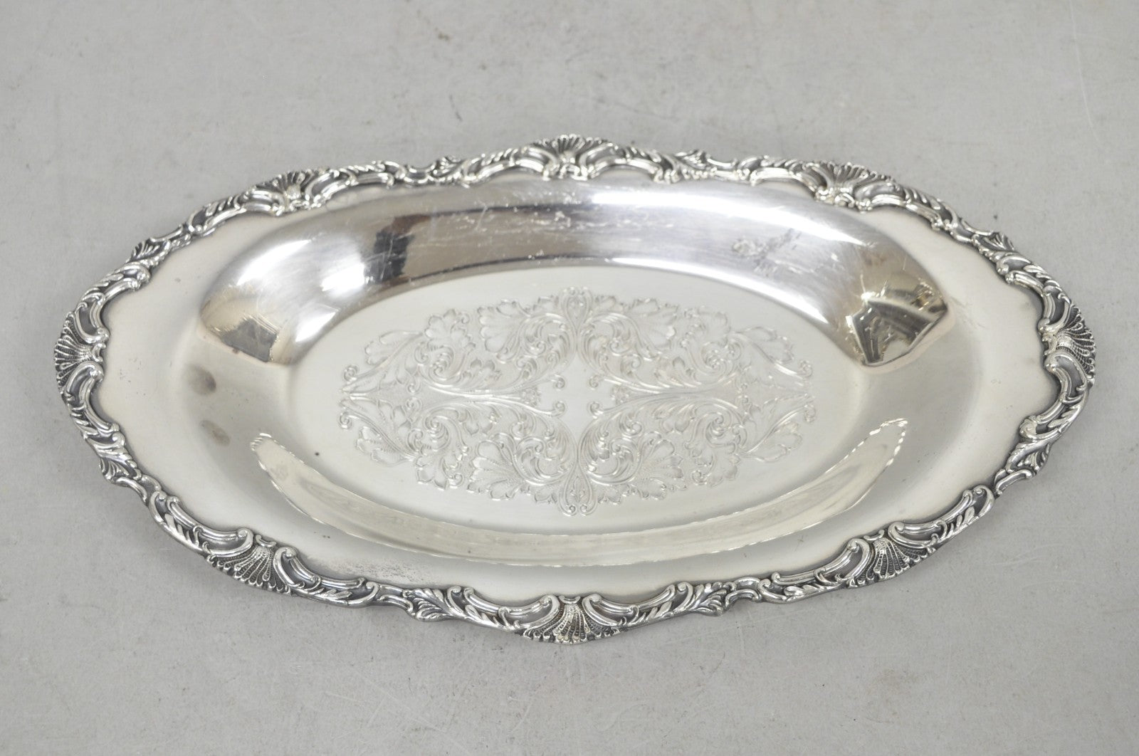 Vintage Community Ascot Victorian Silver Plated Oval Narrow Trinket Dish