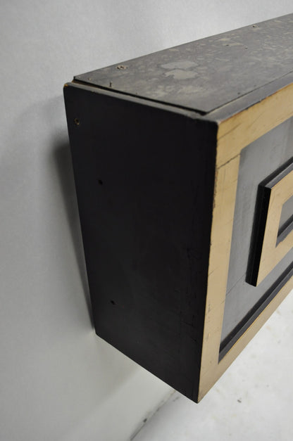 Vintage Chinoiserie Oriental Black Lacquer & Gold Greek Key 77" Window Valance