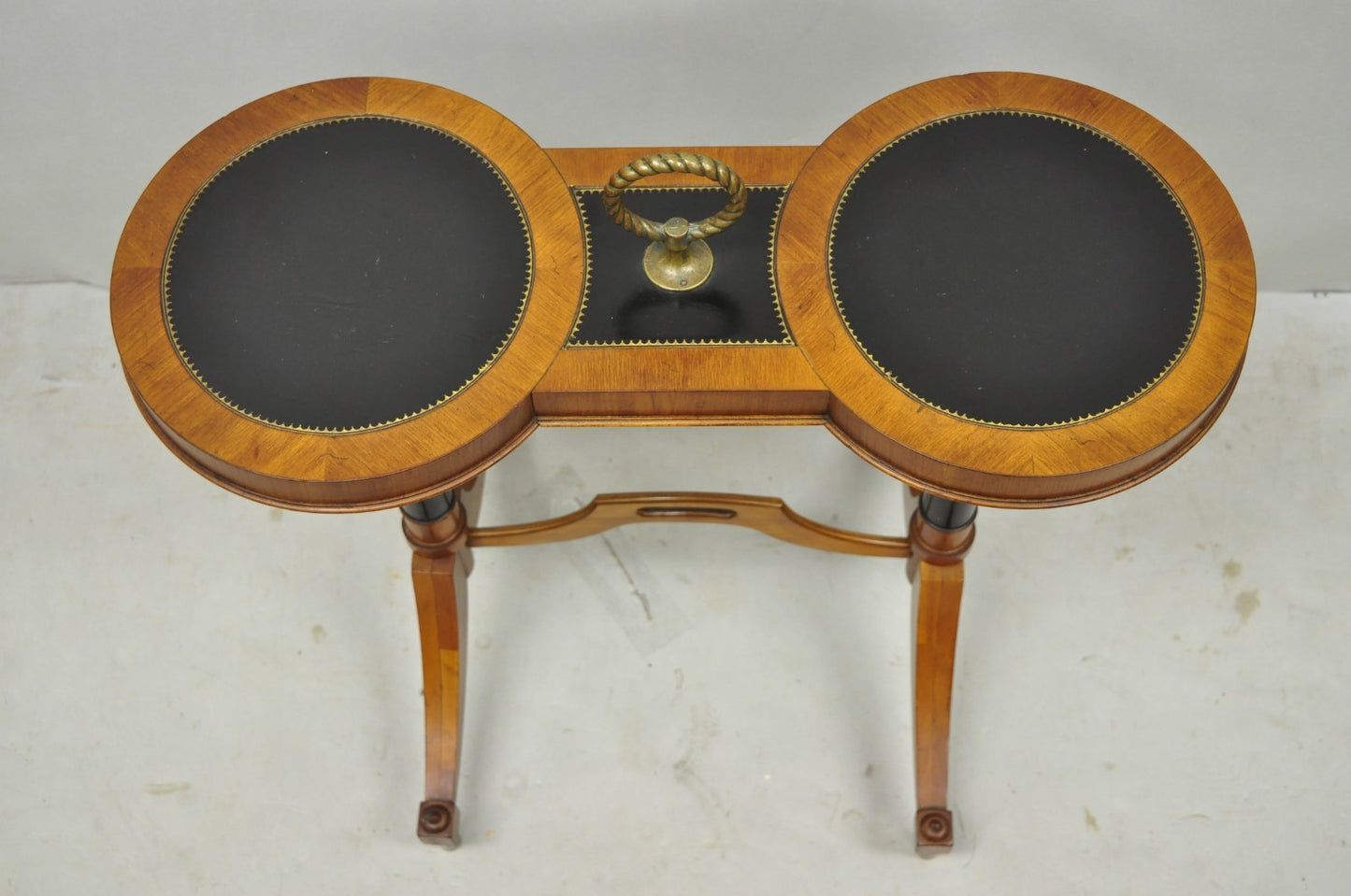Vintage Weiman Heiroom French Empire Regency Style Black Leather Top Side Table