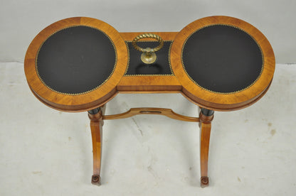 Vintage Weiman Heiroom French Empire Regency Style Black Leather Top Side Table