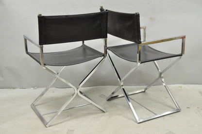 Vintage Daystrom Mid Century Modern Chrome & Naugahyde Directors Chairs - Pair