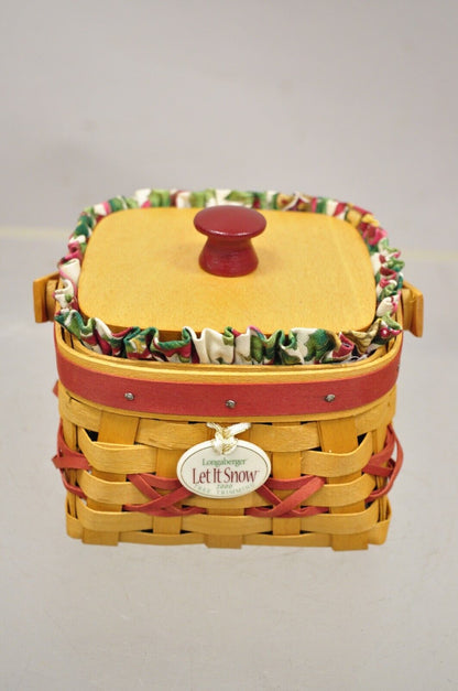 Longaberger 2000 Red Tree Trimming Let it Snow Basket with Protector Lid & Card