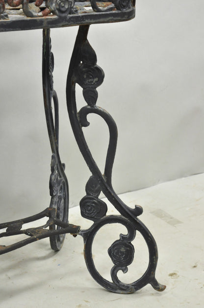 Vintage French Art Nouveau Style Heavy Wrought Iron Garden Planter Plant Stand