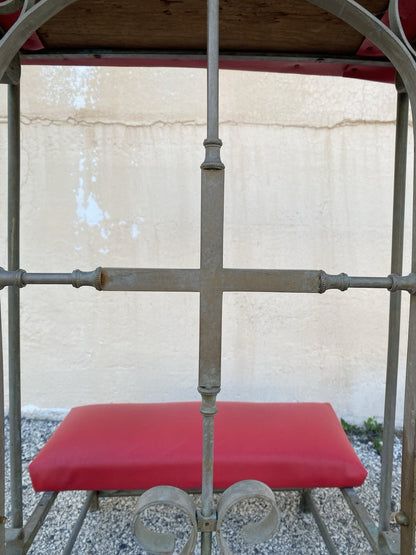 Antique Spanish Gothic Wrought Iron Kneeler Prie Dieu Prayer Benches - a Pair