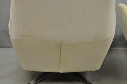 West Elm Lucas Healthcare Swivel Chrome Base Modern Lounge Arm Chair - a Pair