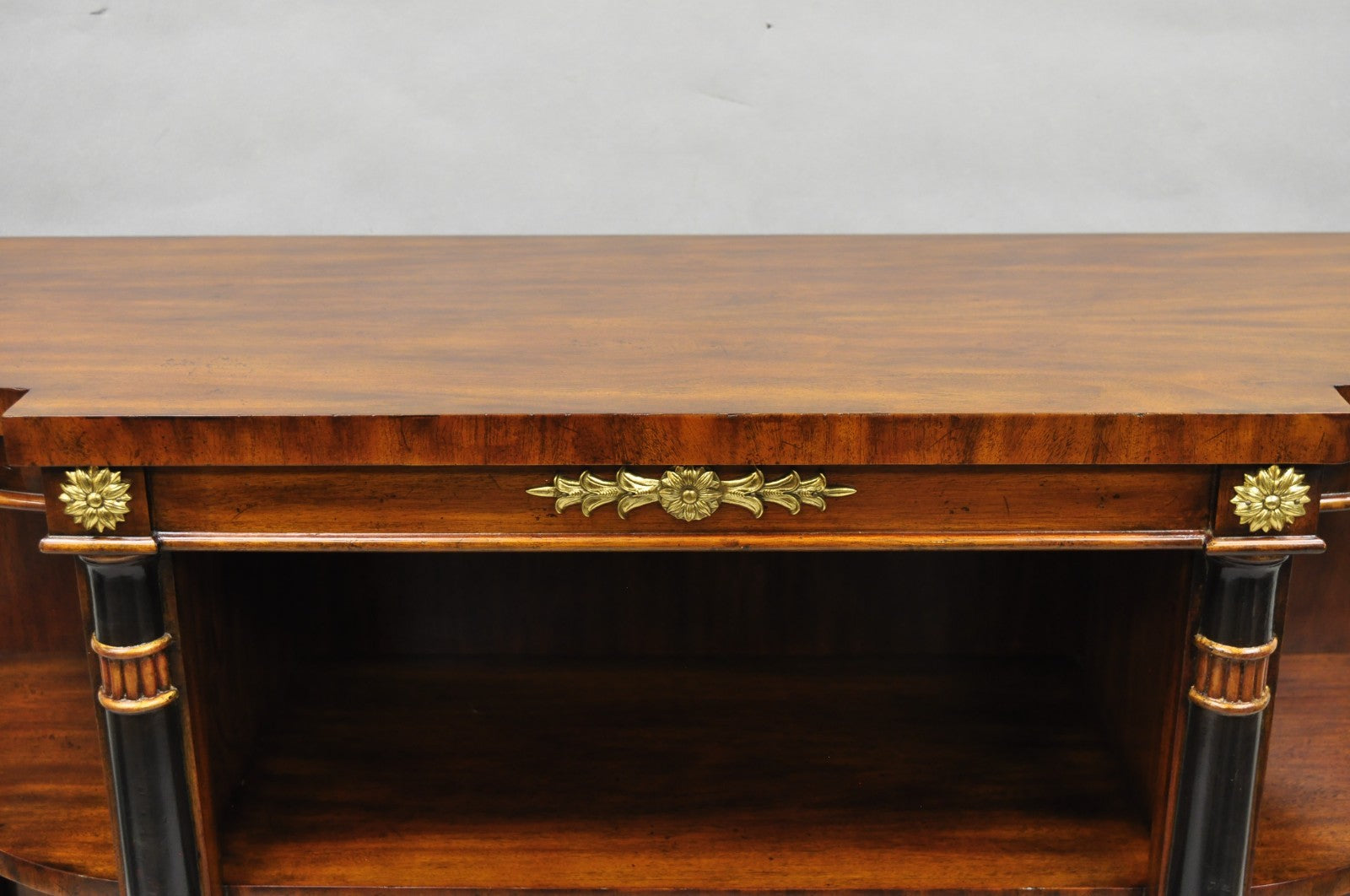 Maitland Smith French Empire Regency Style Mahogany Console Table Bookcase Curio