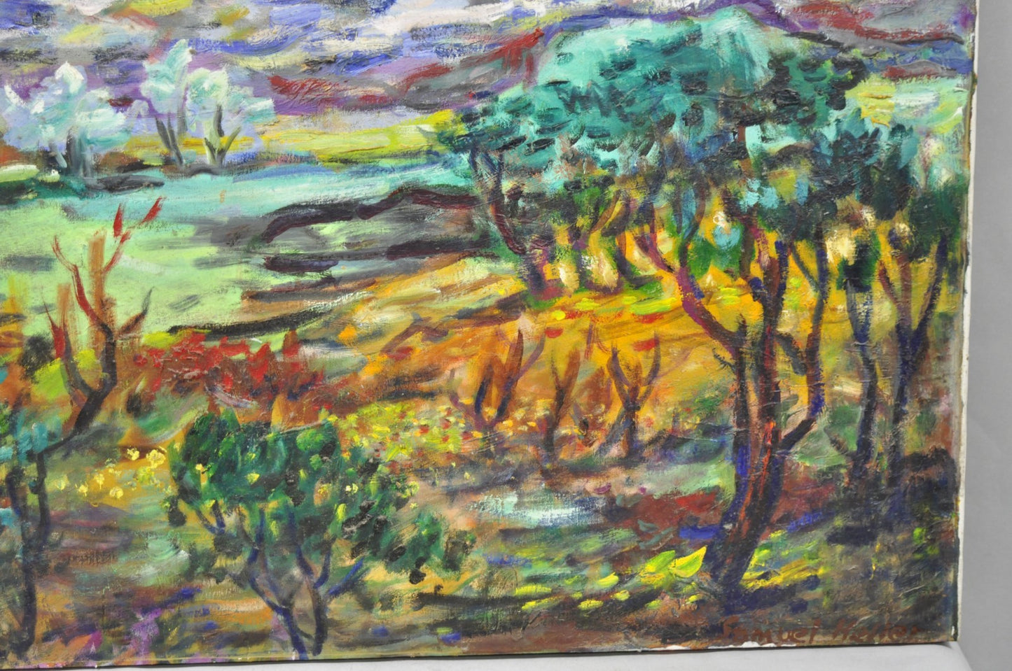 Vintage Samuel Heller " Forrest Landscape" Oil on Canvas Painting