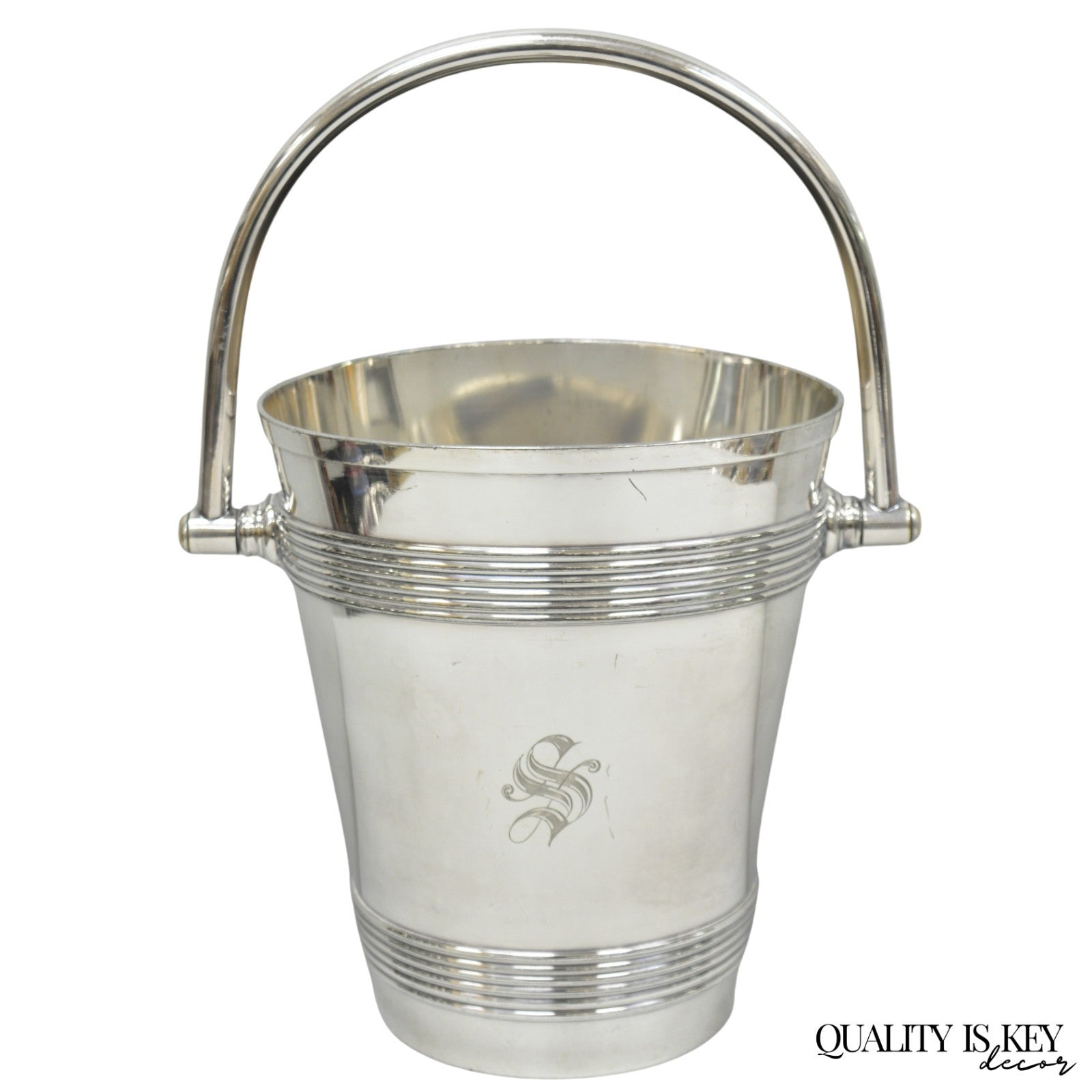 International Wilcox English Regency Silver Plated Champagne Ice Bucket "S" Mono